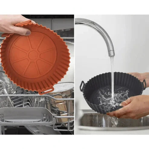 6 Bandejas de Silicona para Freidora de Aire (Colores Variados) + 50 Papeles de Horno de 20 × 20 cm Gratis