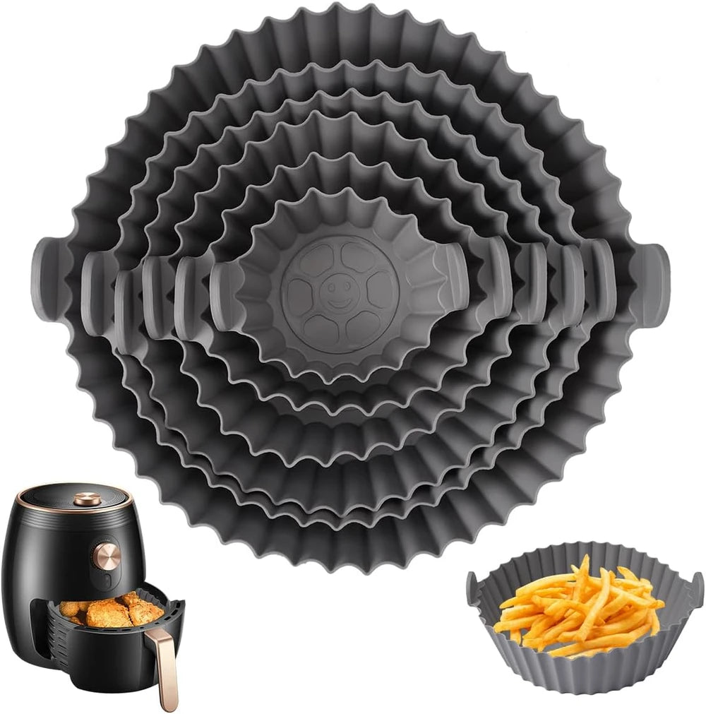 6 Bandejas de Silicona para Freidora de Aire (Colores Variados) + 50 Papeles de Horno de 20 × 20 cm Gratis