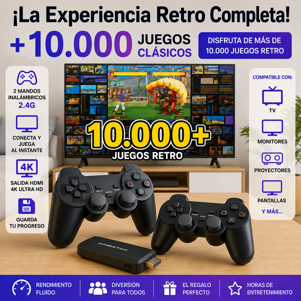 Consola de juegos inalámbrica retro Stick de 64 GB