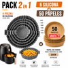 6 Bandejas de Silicona para Freidora de Aire (Colores Variados) + 50 Papeles de Horno de 20 × 20 cm Gratis