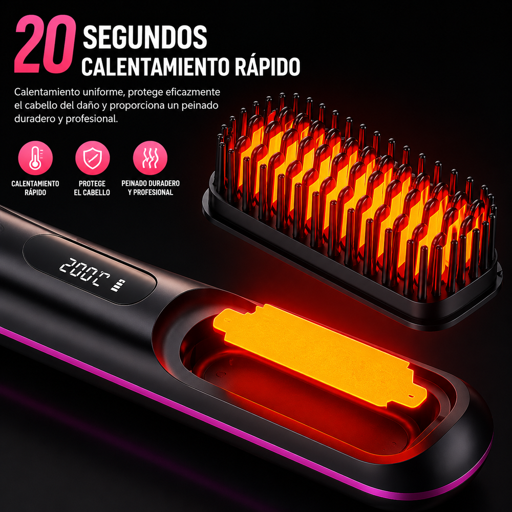 Alisora™ – Cepillo Alisador Inalámbrico 3 Temperaturas 3D Pro