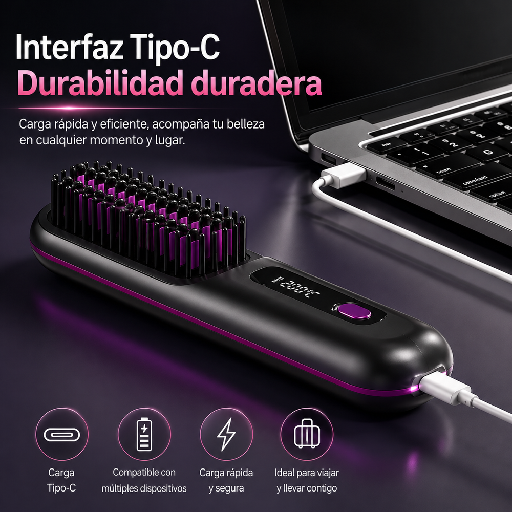 Alisora™ – Cepillo Alisador Inalámbrico 3 Temperaturas 3D Pro