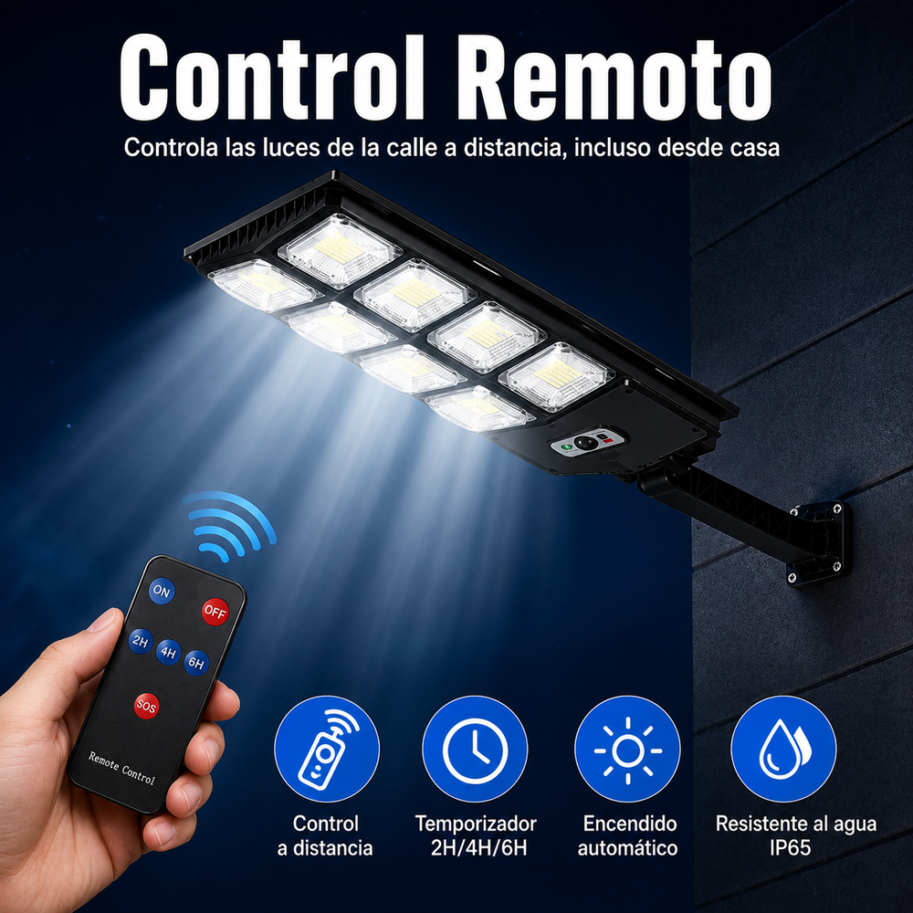 SolarMax Pro™ – Farola Solar LED 400W | 10,000 Lúmenes, Sensor de Movimiento, Control Remoto, IP65 Impermeable