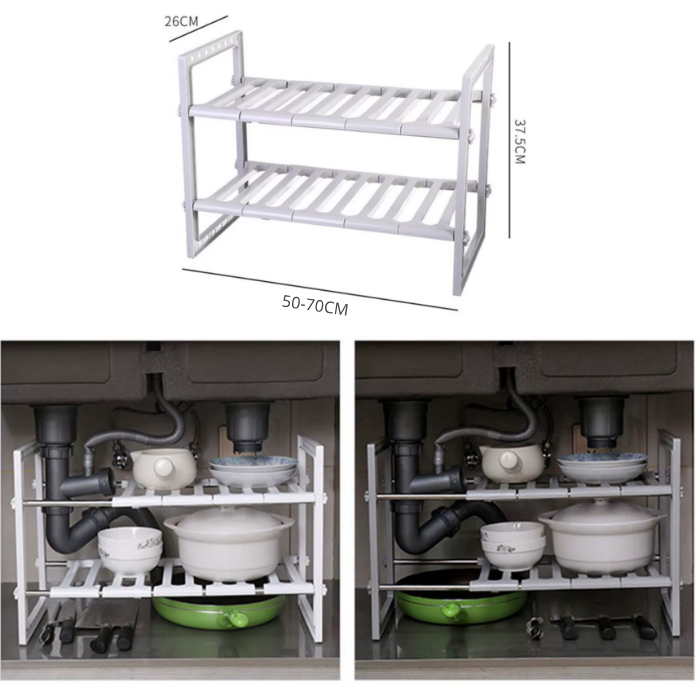 Organizador Ajustable Para Gabinete De Cocina **Doble capa**